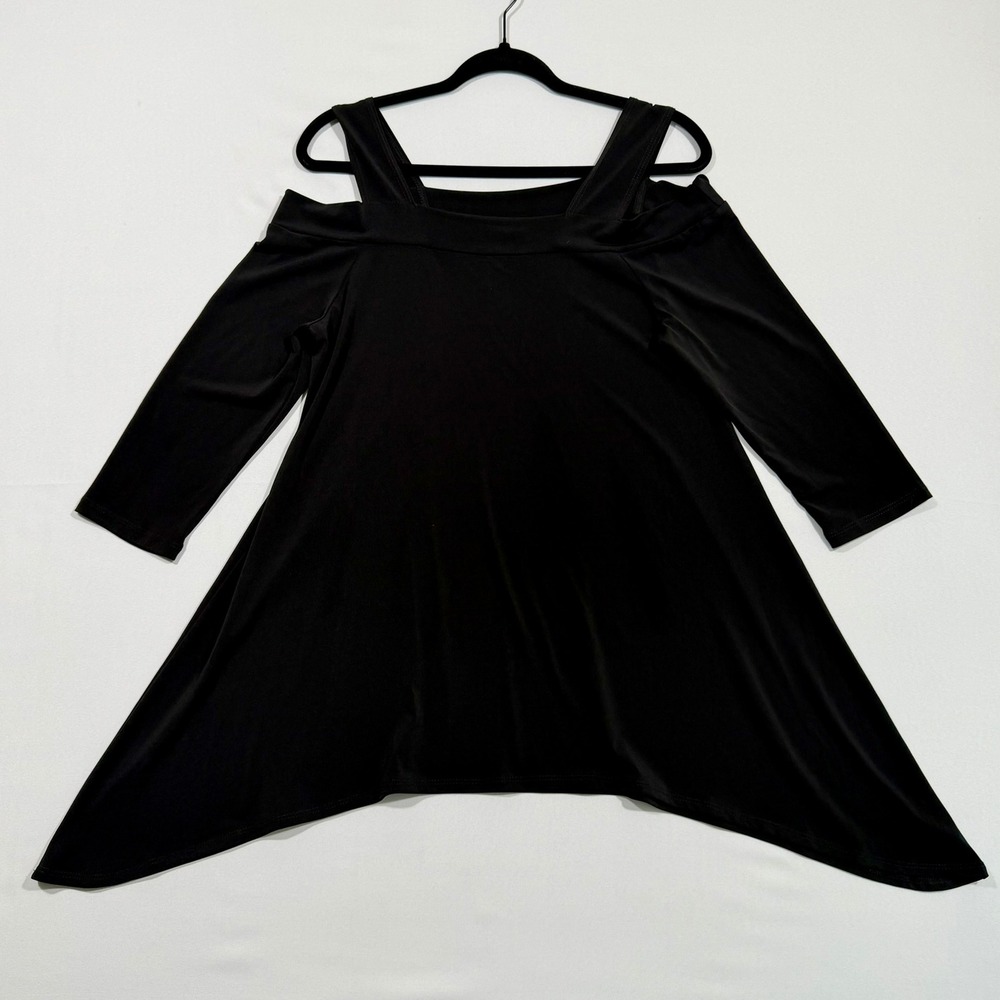 Clara Sunwoo Top S Women Black Cold Shoulder Sharkbite Hem Tunics Y2K Whimsigoth